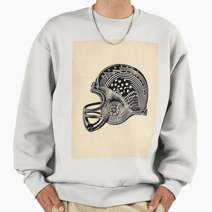 Intricate Football Helmet Sweatshirt - Minimalist Print Men Women - T-Shirt, Sweatshirt, Hoodie