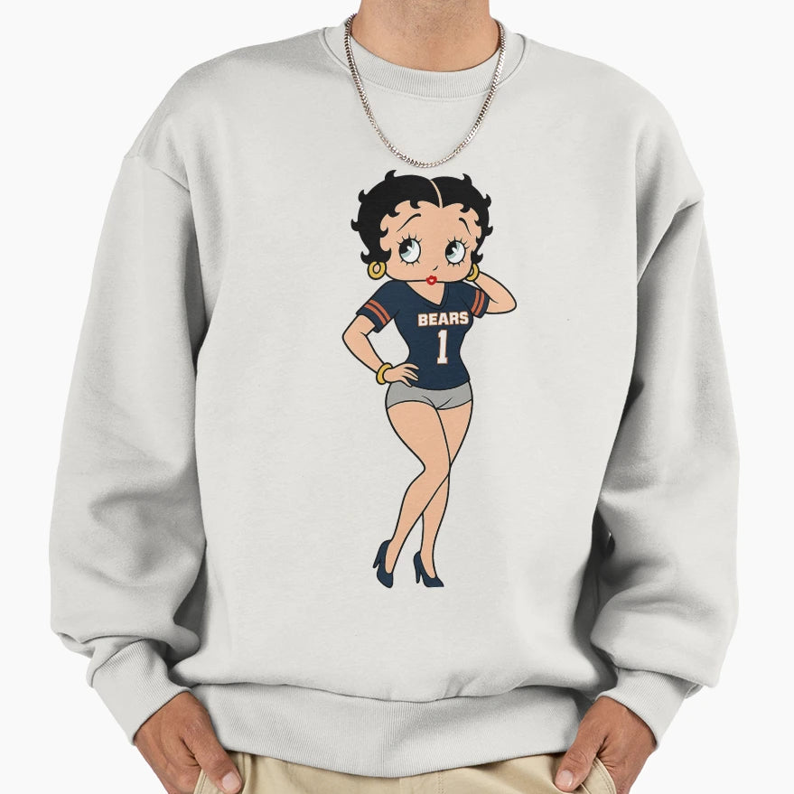 Chicago Bears Betty Boop Sweatshirt - Custom Art Print for Adults - T-Shirt, Sweatshirt, Hoodie