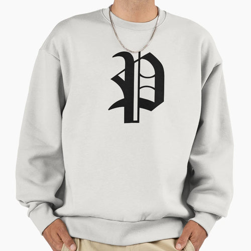 P Old English Initial Black Letter Sweatshirt - Streetwear Style Men Women - T-Shirt, Sweatshirt, Hoodie