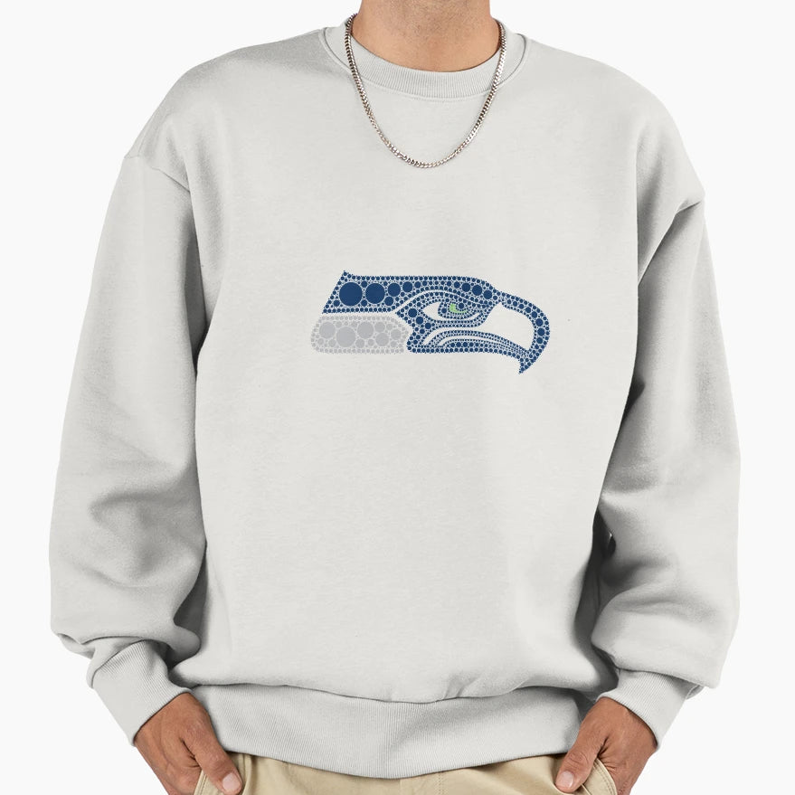 Seattle Seahawks Dot Art Sweatshirt - Custom Art Print Men Women - T-Shirt, Sweatshirt, Hoodie