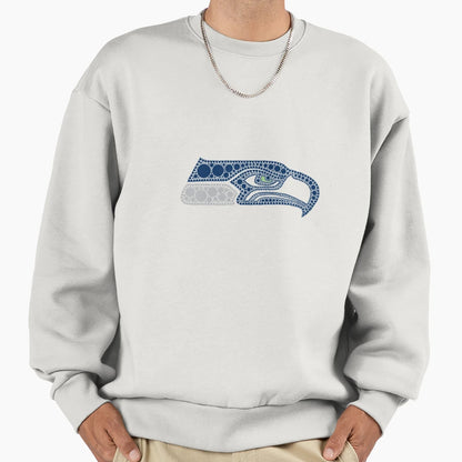 Seattle Seahawks Dot Art Sweatshirt - Custom Art Print Men Women - T-Shirt, Sweatshirt, Hoodie