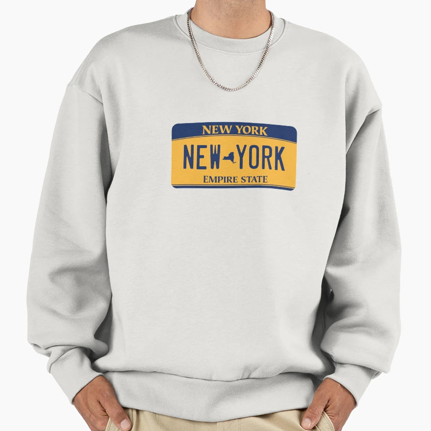 New York License Plate Sweatshirt - Streetwear Style for Adults - T-Shirt, Sweatshirt, Hoodie