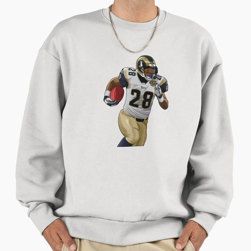 Marshall Faulk 28 Carries Ball Sweatshirt - Novelty Apparel Men Women - T-Shirt, Sweatshirt, Hoodie