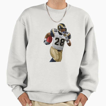 Marshall Faulk 28 Carries Ball Sweatshirt - Novelty Apparel Men Women - T-Shirt, Sweatshirt, Hoodie