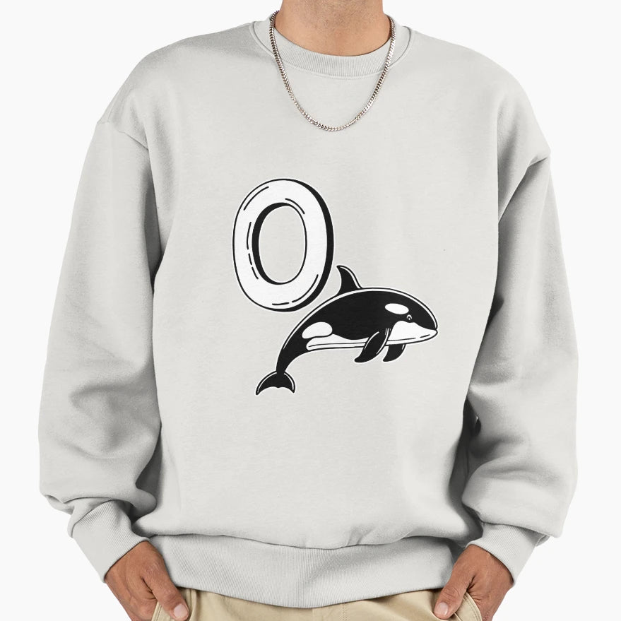Illustration Letter O Stand Orca Sweatshirt - Custom Art Print Unisex - T-Shirt, Sweatshirt, Hoodie