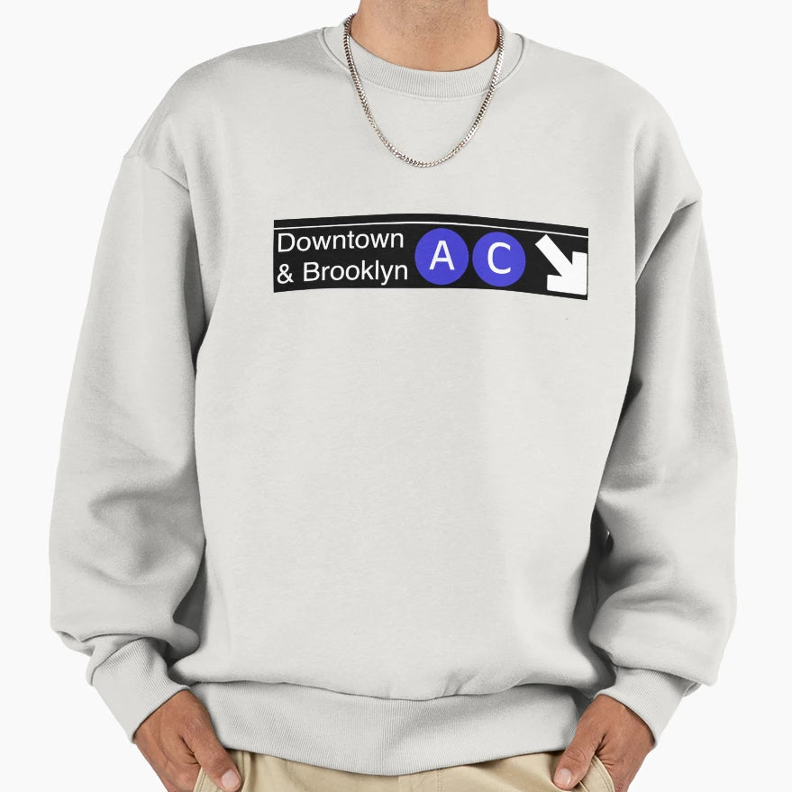 Nyc Subway Sign Sweatshirt - Minimalist Print for Adults - T-Shirt, Sweatshirt, Hoodie