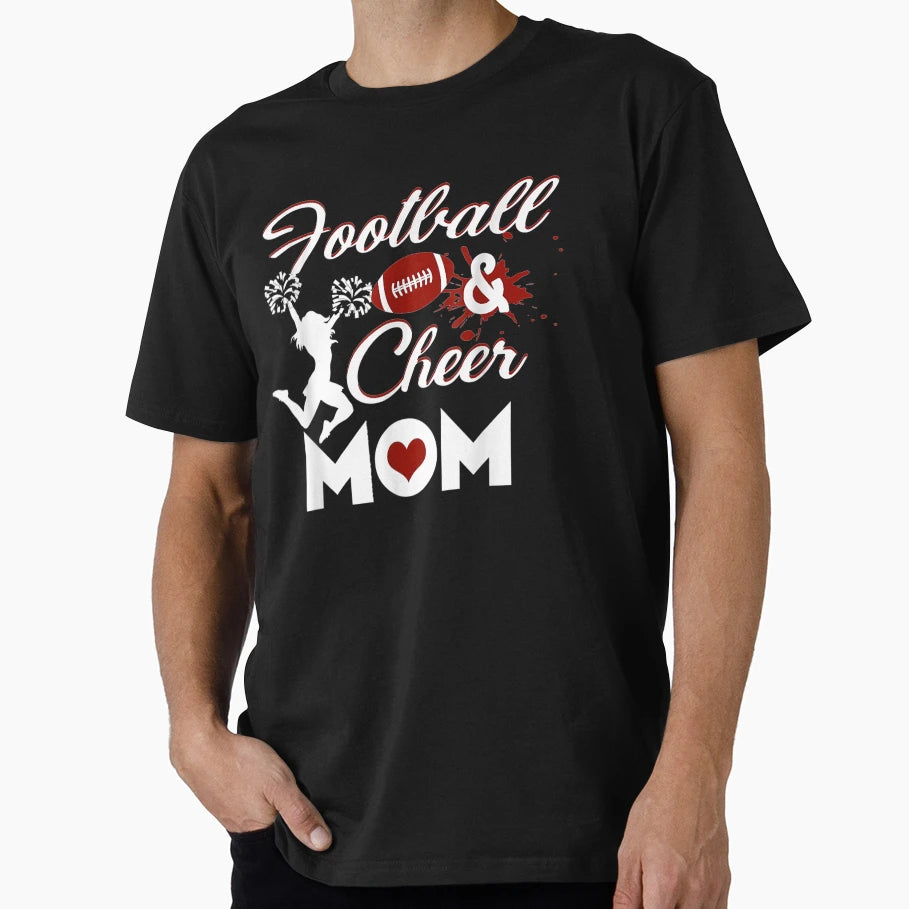 Football And Cheer Mom School Sports T-Shirt - Custom Art Print for Adults - T-Shirt, Sweatshirt, Hoodie