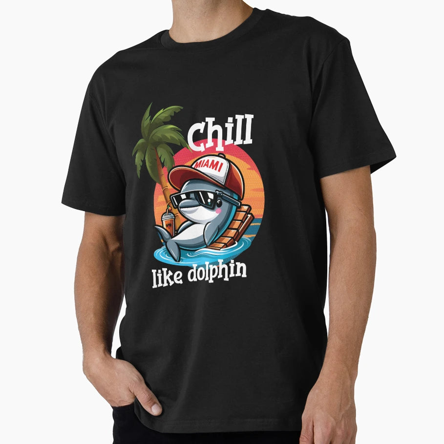 Back Miami Dolphin Getting Chill T-Shirt - Novelty Apparel for Adults - T-Shirt, Sweatshirt, Hoodie