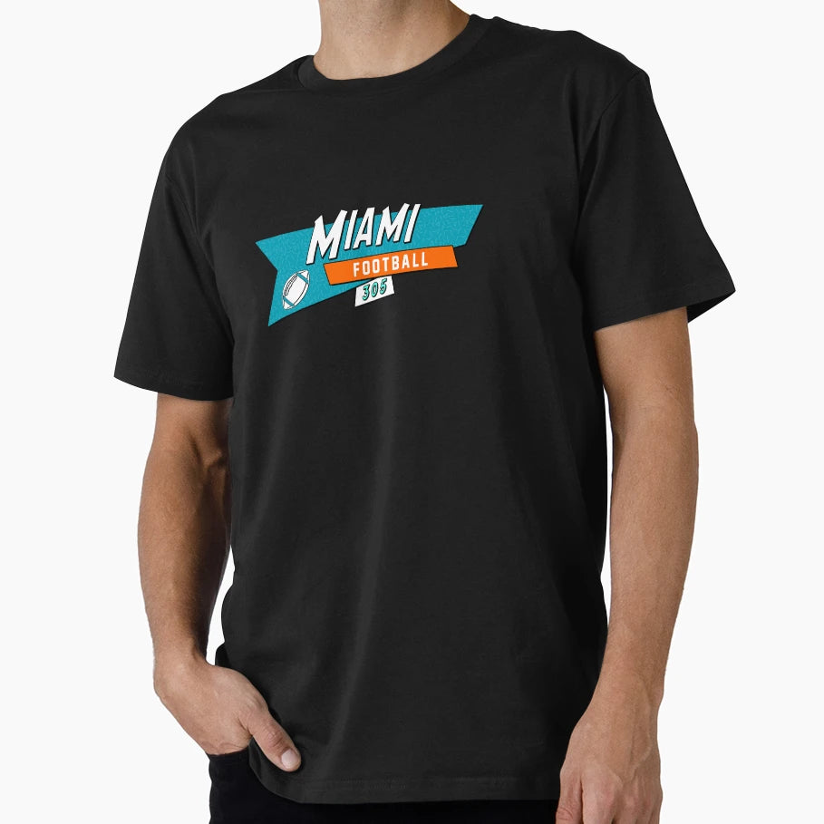 Miami 90S Football T-Shirt - Aesthetic Graphic for Adults - T-Shirt, Sweatshirt, Hoodie