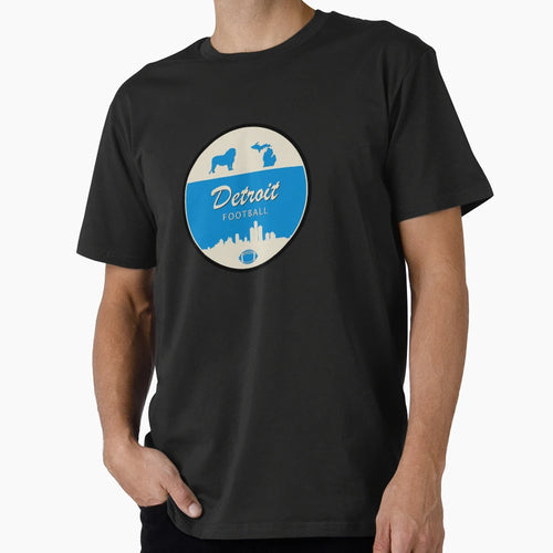 Detroit Football Minimal Circle T-Shirt - Graphic Print for Adults - T-Shirt, Sweatshirt, Hoodie