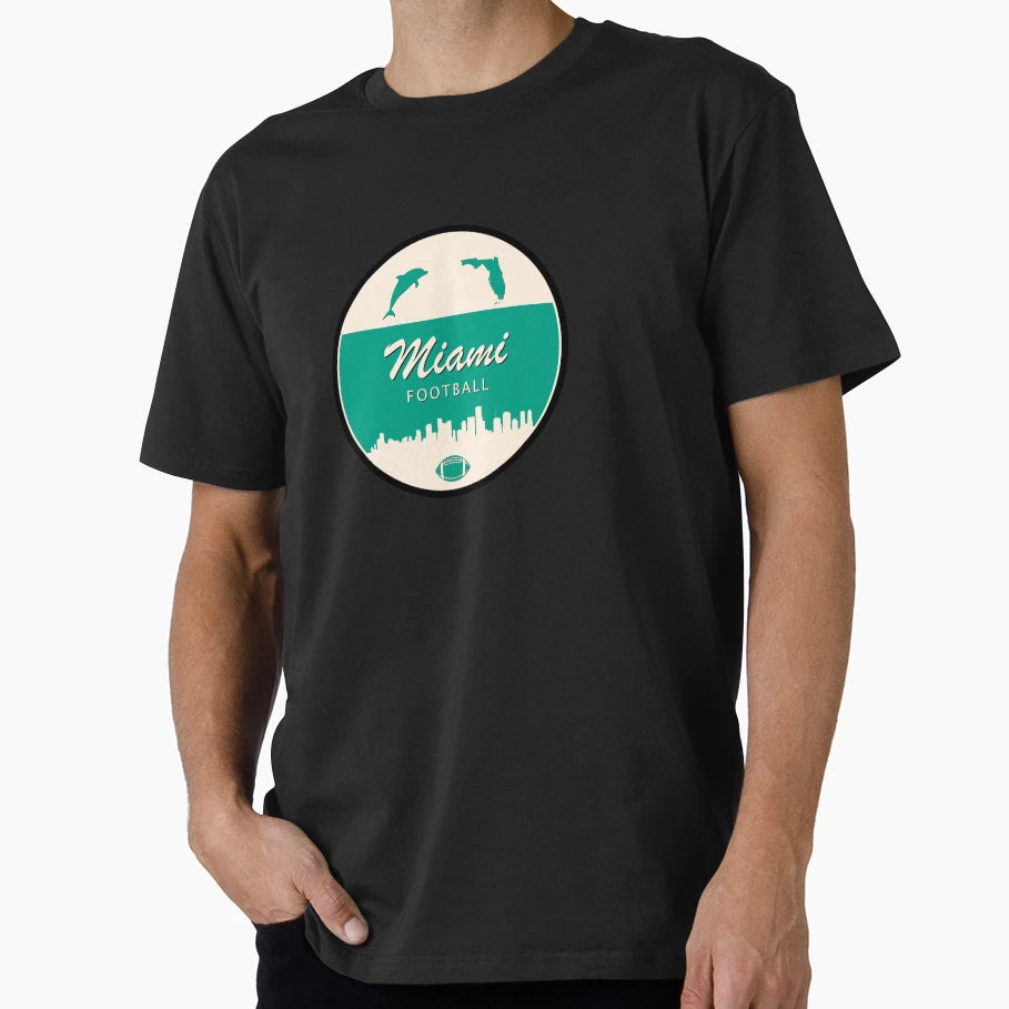 Miami Football Minimal Circle T-Shirt - Aesthetic Graphic for Adults - T-Shirt, Sweatshirt, Hoodie