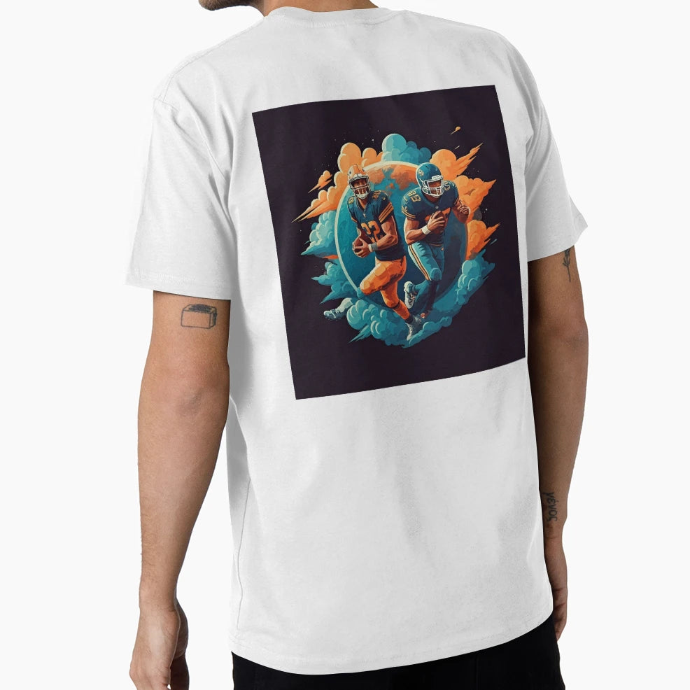 Dynamic Football Artwork Vibrant Team T-Shirt - Unique Graphic for Adults - T-Shirt, Sweatshirt, Hoodie