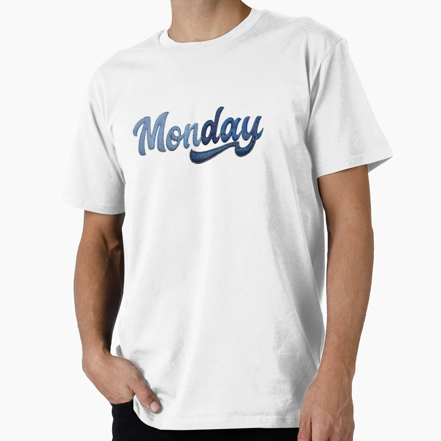 Monday Denim Patchwork T-Shirt - Novelty Apparel Unisex - T-Shirt, Sweatshirt, Hoodie