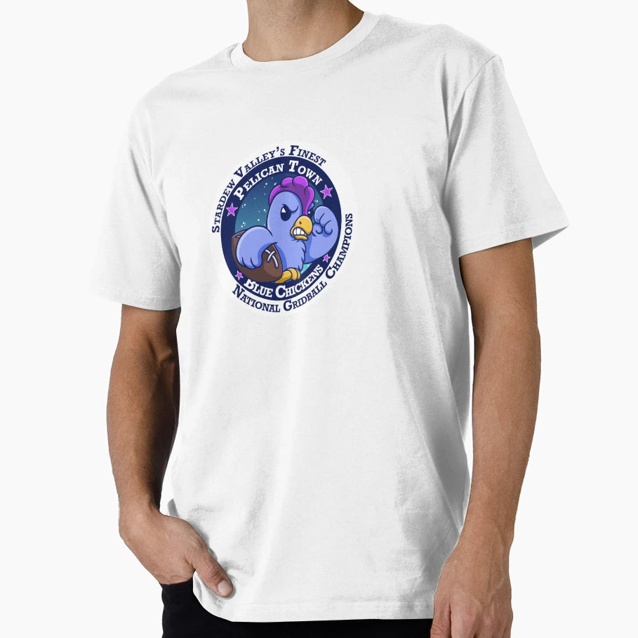 Stardew Valley Pelican Town Blue T-Shirt - Minimalist Print for Adults - T-Shirt, Sweatshirt, Hoodie