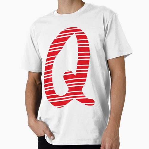 Monogram Letter Q Red Stripe T-Shirt - Unique Graphic for Adults - T-Shirt, Sweatshirt, Hoodie