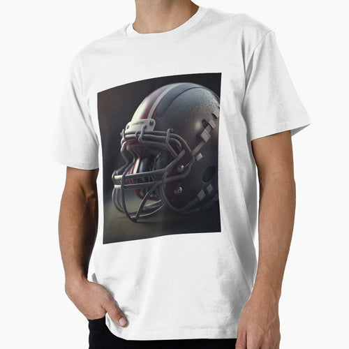Closeup Shot American Football Helmet T-Shirt - Novelty Apparel Men Women - T-Shirt, Sweatshirt, Hoodie
