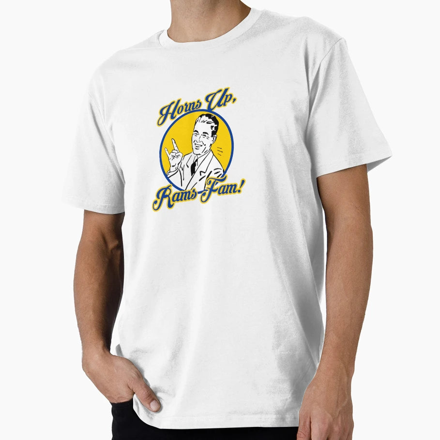 Horns Up Rams Fam T-Shirt - Graphic Print Men Women - T-Shirt, Sweatshirt, Hoodie