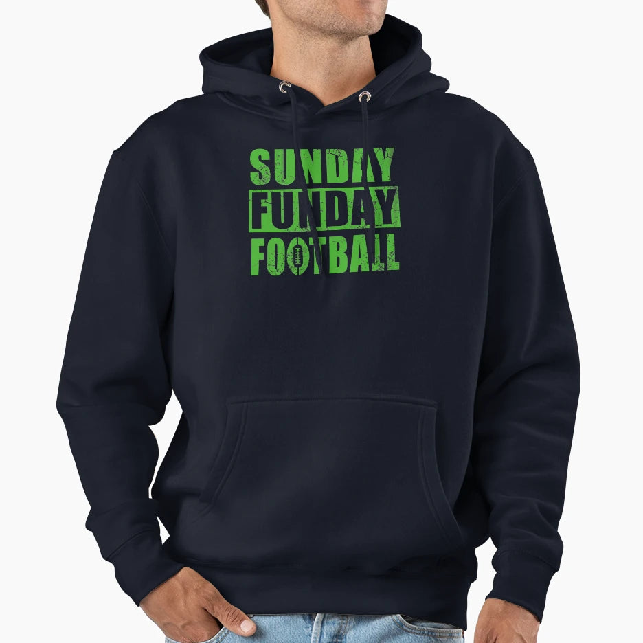 Sunday Funday Football Hoodie - Novelty Apparel for Adults - T-Shirt, Sweatshirt, Hoodie
