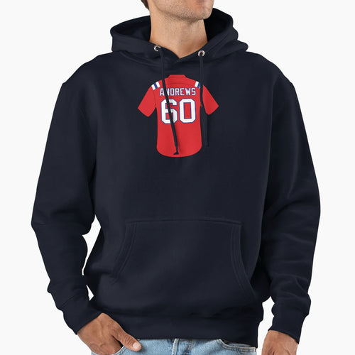 David Andrews Jersey Number 60 Hoodie - Novelty Apparel Unisex - T-Shirt, Sweatshirt, Hoodie