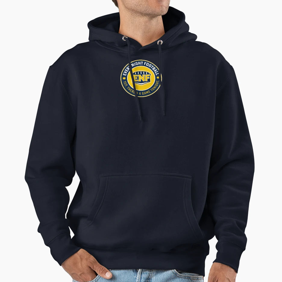 Every Night Football Circular Slogan Navy Hoodie - Graphic Print Men Women - T-Shirt, Sweatshirt, Hoodie