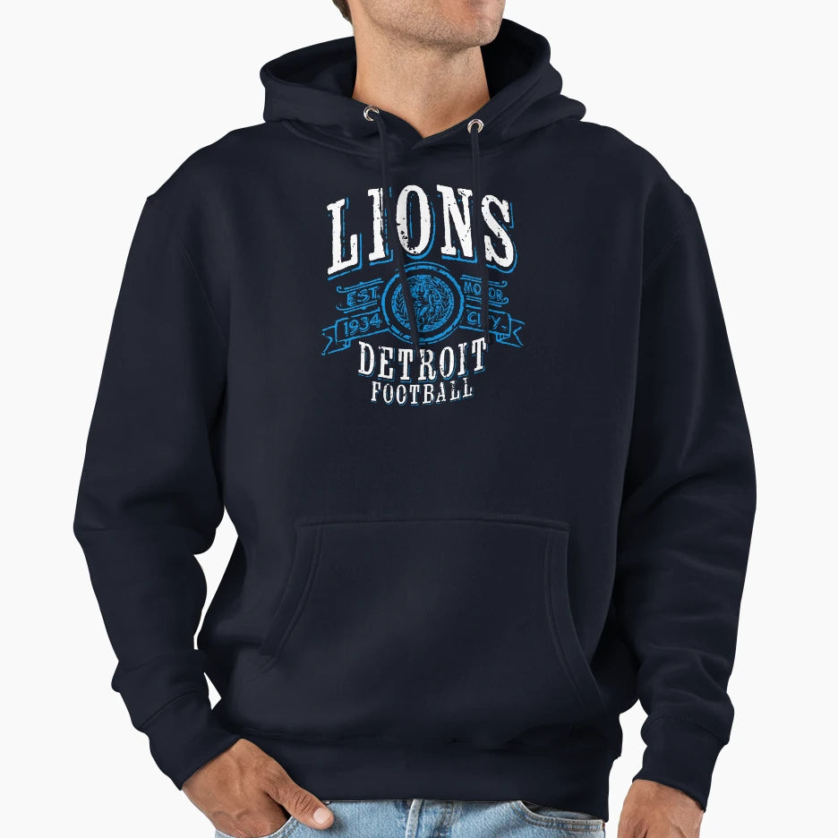 Lions Football Hoodie - Casual Everyday Wear Unisex - T-Shirt, Sweatshirt, Hoodie