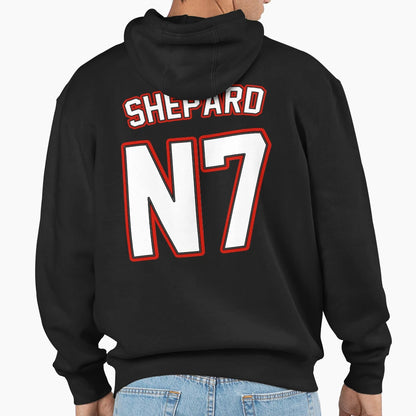 Commander Shepard Jersey Mass Effect Hoodie - Trendy Graphic Unisex - T-Shirt, Sweatshirt, Hoodie