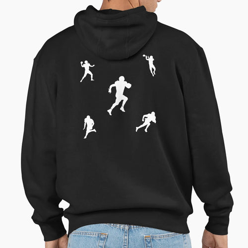 Football Player Pattern Black Available Hoodie - Novelty Apparel Men Women - T-Shirt, Sweatshirt, Hoodie