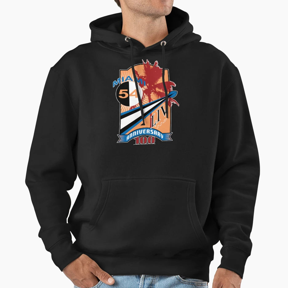 Superbowl 54 Xiv Miami 100 Year Hoodie - Graphic Print Men Women - T-Shirt, Sweatshirt, Hoodie