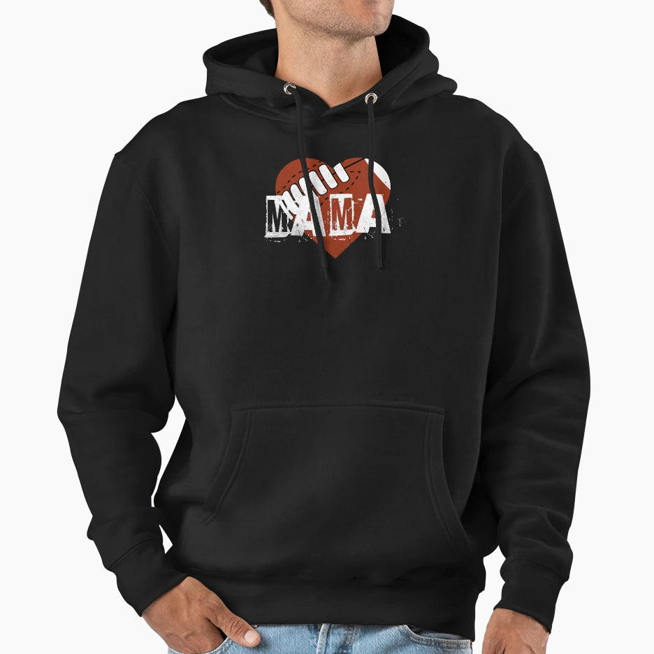 Football Mama Heart Game Hoodie - Graphic Print for Adults - T-Shirt, Sweatshirt, Hoodie