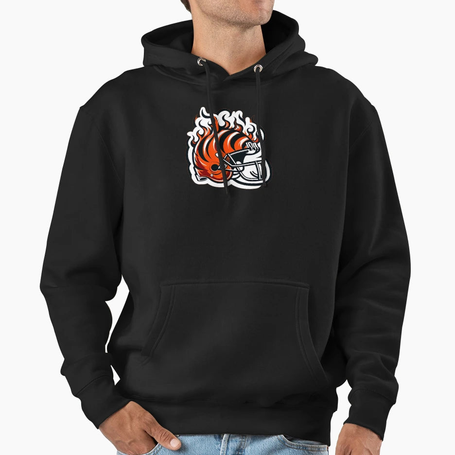 Cincinnati Flame Helmet Hoodie - Graphic Print Unisex - T-Shirt, Sweatshirt, Hoodie