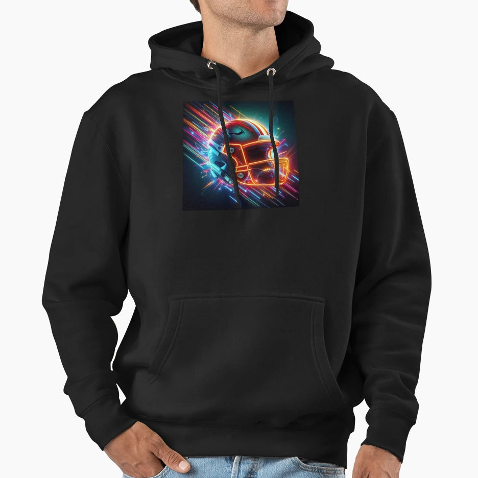 Explosive Neon Football Helmet Hoodie - Novelty Apparel Men Women - T-Shirt, Sweatshirt, Hoodie