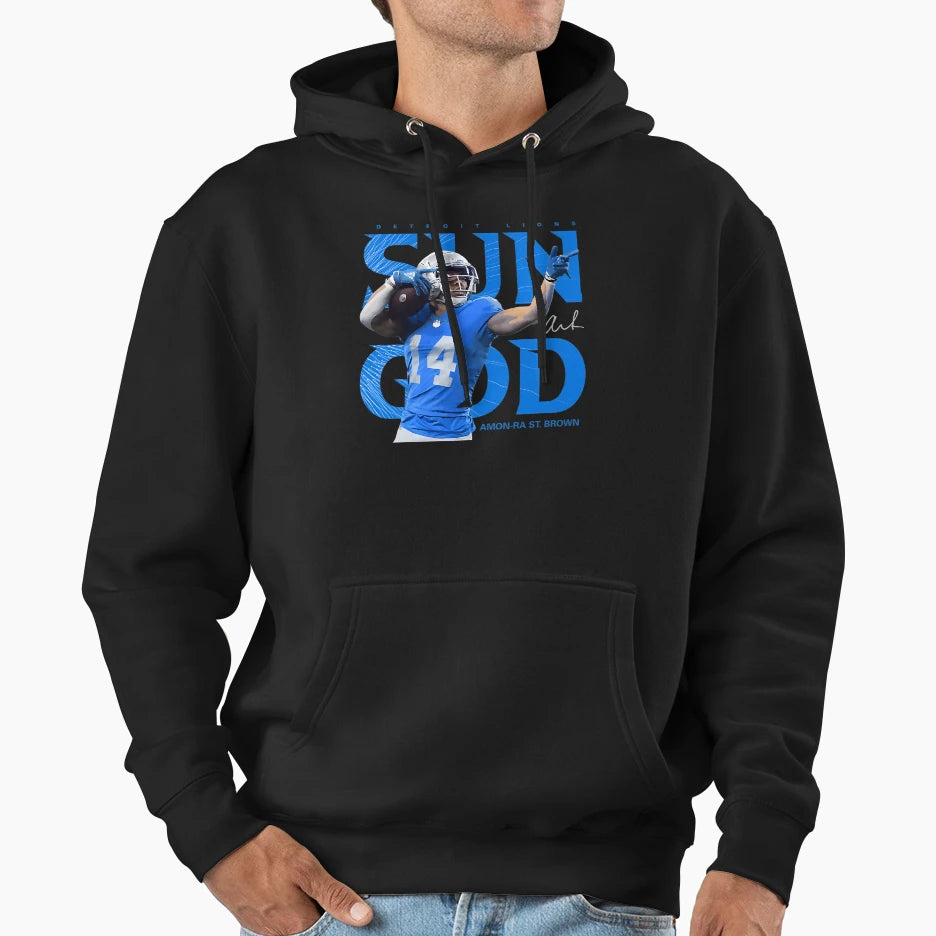 Amon Ra St Brown Sun God Detroit Lions Hoodie - Aesthetic Graphic Men Women - T-Shirt, Sweatshirt, Hoodie