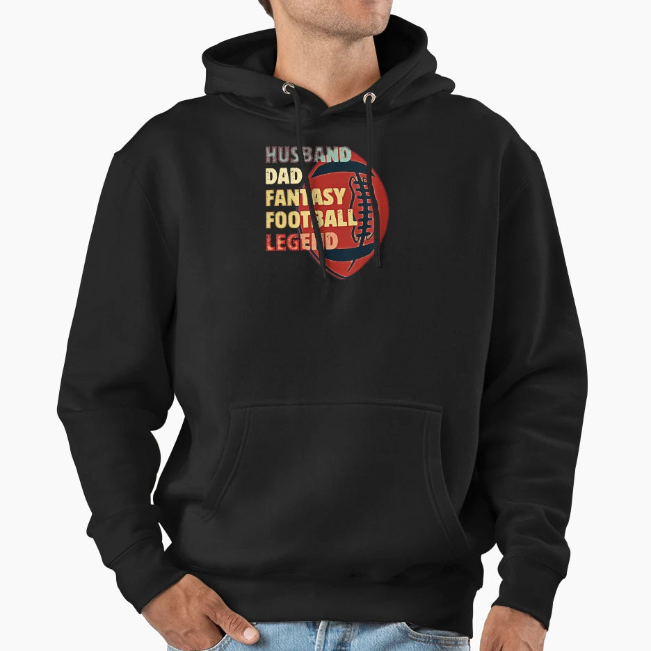 Husband Dad Fantasy Football Legend Hoodie - Graphic Print Unisex - T-Shirt, Sweatshirt, Hoodie