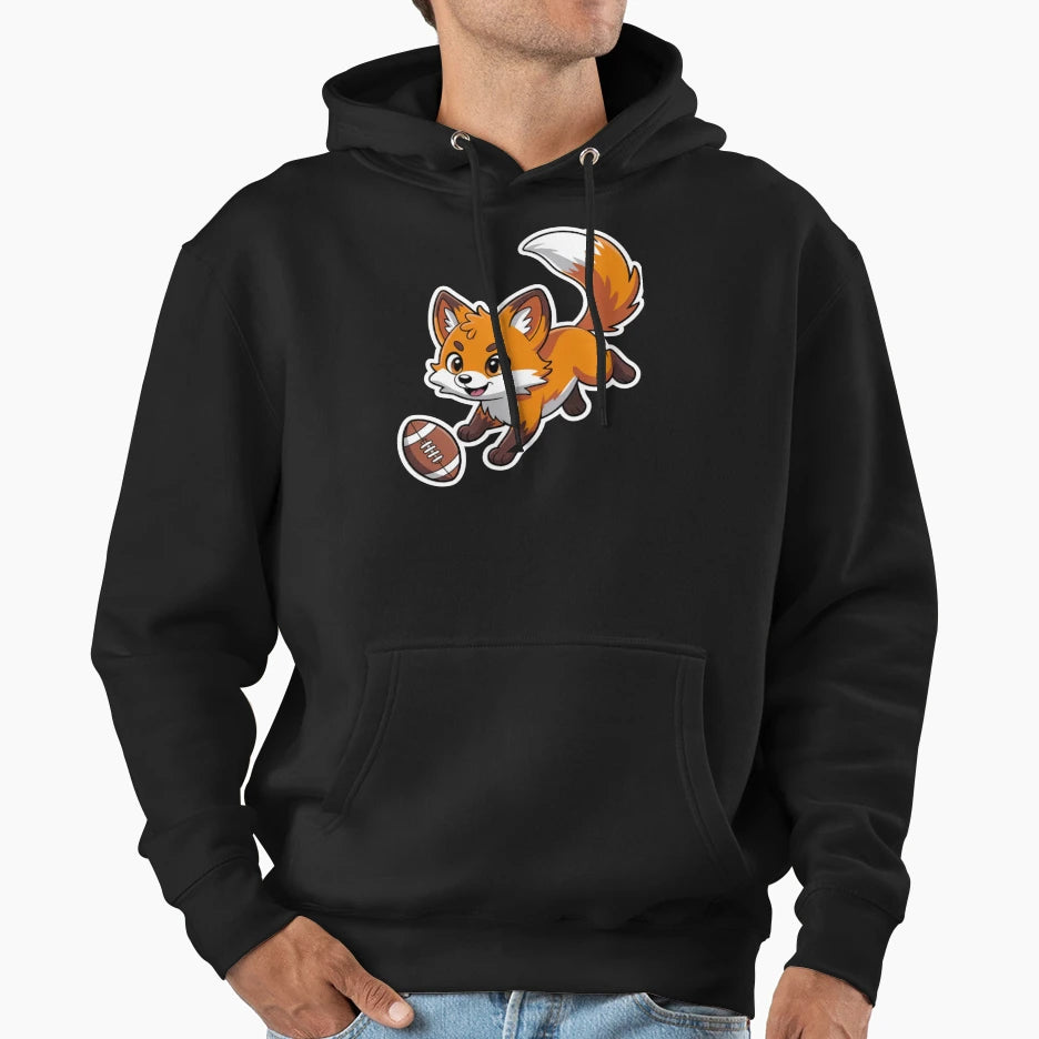Rugby Fox Dive Cartoon Hoodie - Aesthetic Graphic Men Women - T-Shirt, Sweatshirt, Hoodie