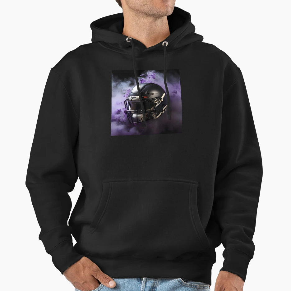 Black American Football Helmet Hoodie - Fun Novelty Design Men Women - T-Shirt, Sweatshirt, Hoodie