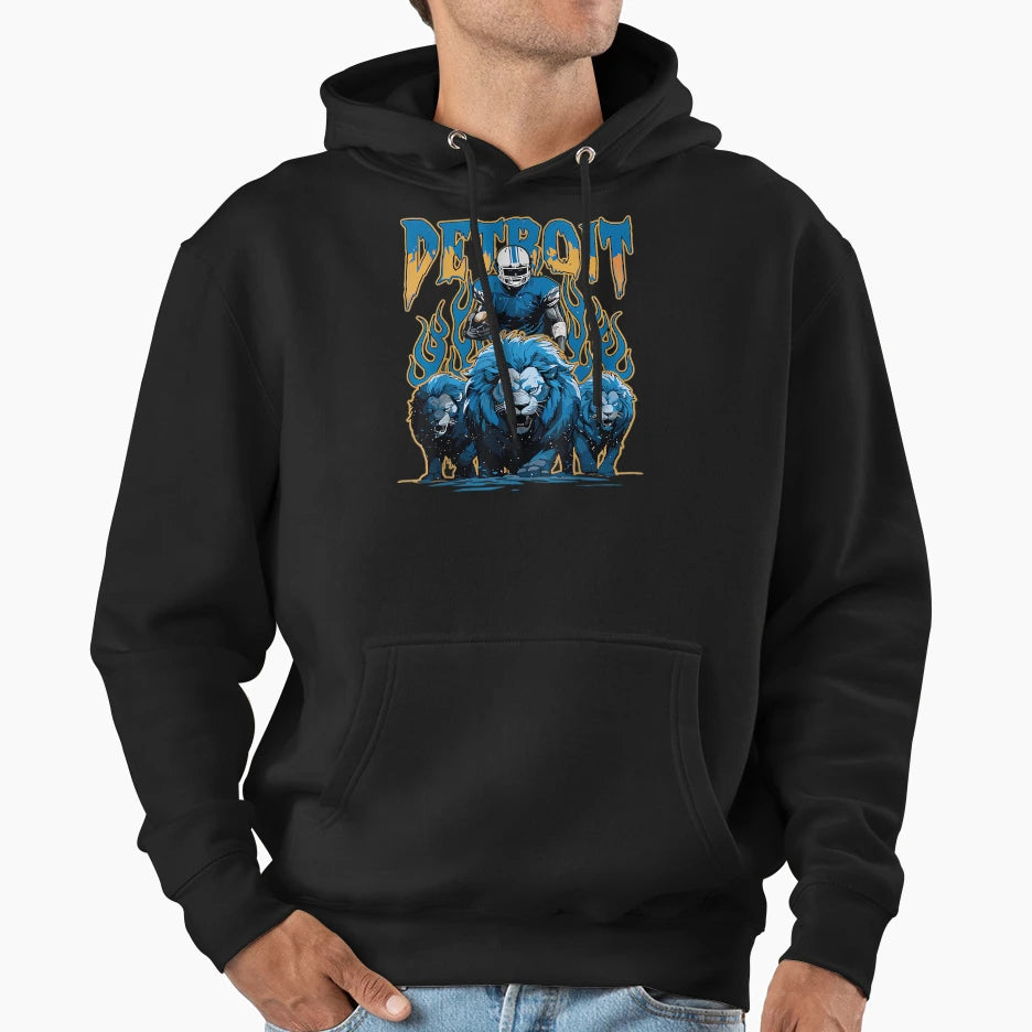 Detroit Lions Fearless Pride Flames Hoodie - Graphic Print for Adults - T-Shirt, Sweatshirt, Hoodie