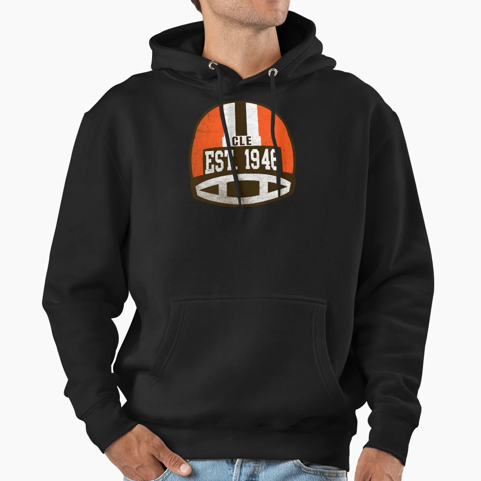 Cleveland Throwback Football Helmet Hoodie - Unique Graphic Unisex - T-Shirt, Sweatshirt, Hoodie