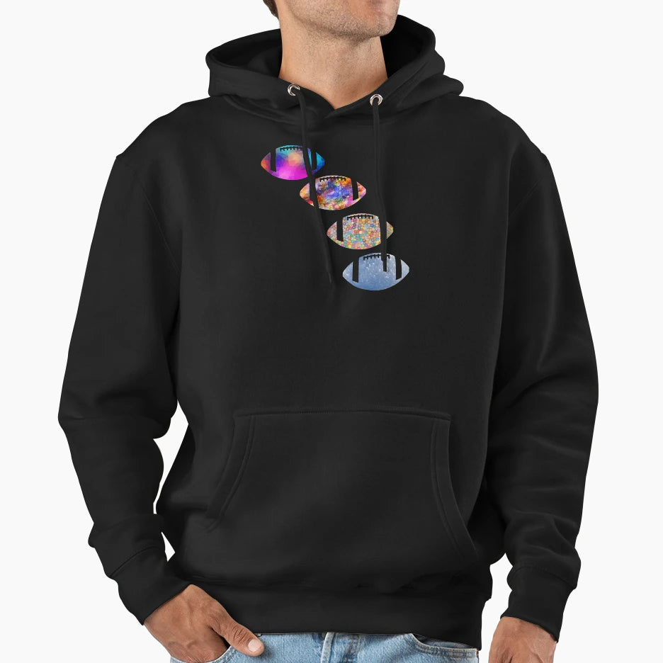 Colorful American Football Sports Hoodie - Custom Art Print for Adults - T-Shirt, Sweatshirt, Hoodie