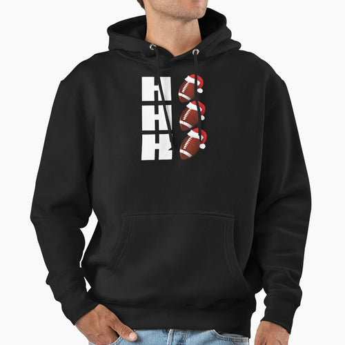 Ho Ho Ho Santa Hats Funny Football Hoodie - Unique Graphic for Adults - T-Shirt, Sweatshirt, Hoodie