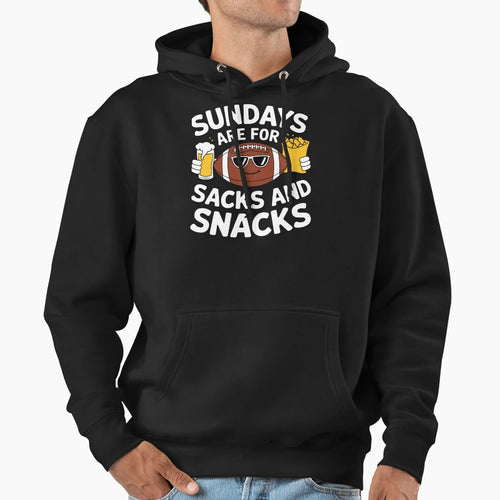 Sundays Are Sacks And Snacks Hoodie - Minimalist Print Men Women - T-Shirt, Sweatshirt, Hoodie