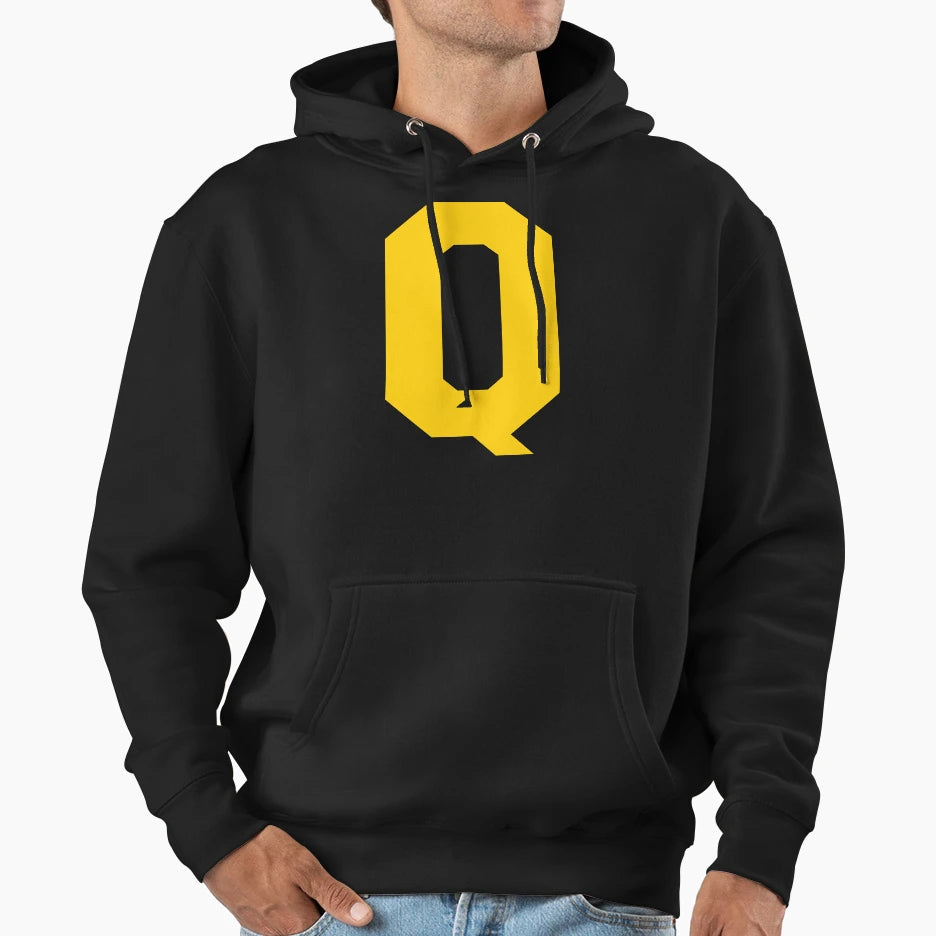 Alphabet Yellow Q Sports Letter Q Hoodie - Minimalist Print Men Women - T-Shirt, Sweatshirt, Hoodie
