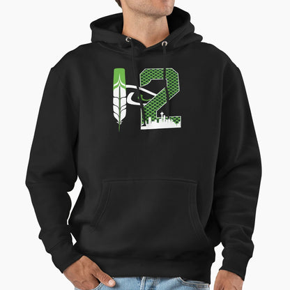 Seattle Twelve Feather Eye Skyline Hoodie - Aesthetic Graphic Unisex - T-Shirt, Sweatshirt, Hoodie