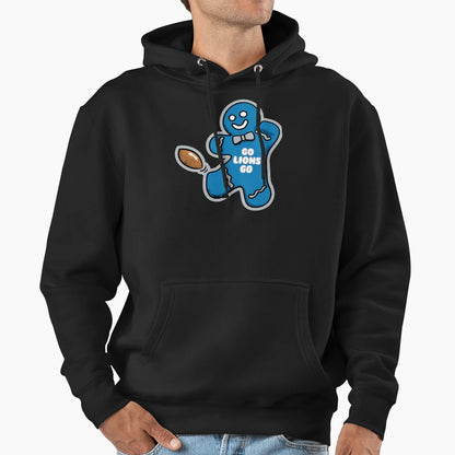 Go Lions Go Detroit Football Gingerbread Hoodie - Unique Graphic for Adults - T-Shirt, Sweatshirt, Hoodie
