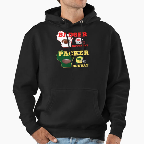 Badger Saturday Packer Sunday Hoodie - Unique Graphic Men Women - T-Shirt, Sweatshirt, Hoodie