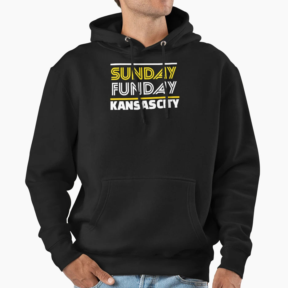 Kc Sunday Funday Kansas City Sunday Hoodie - Minimalist Print for Adults - T-Shirt, Sweatshirt, Hoodie