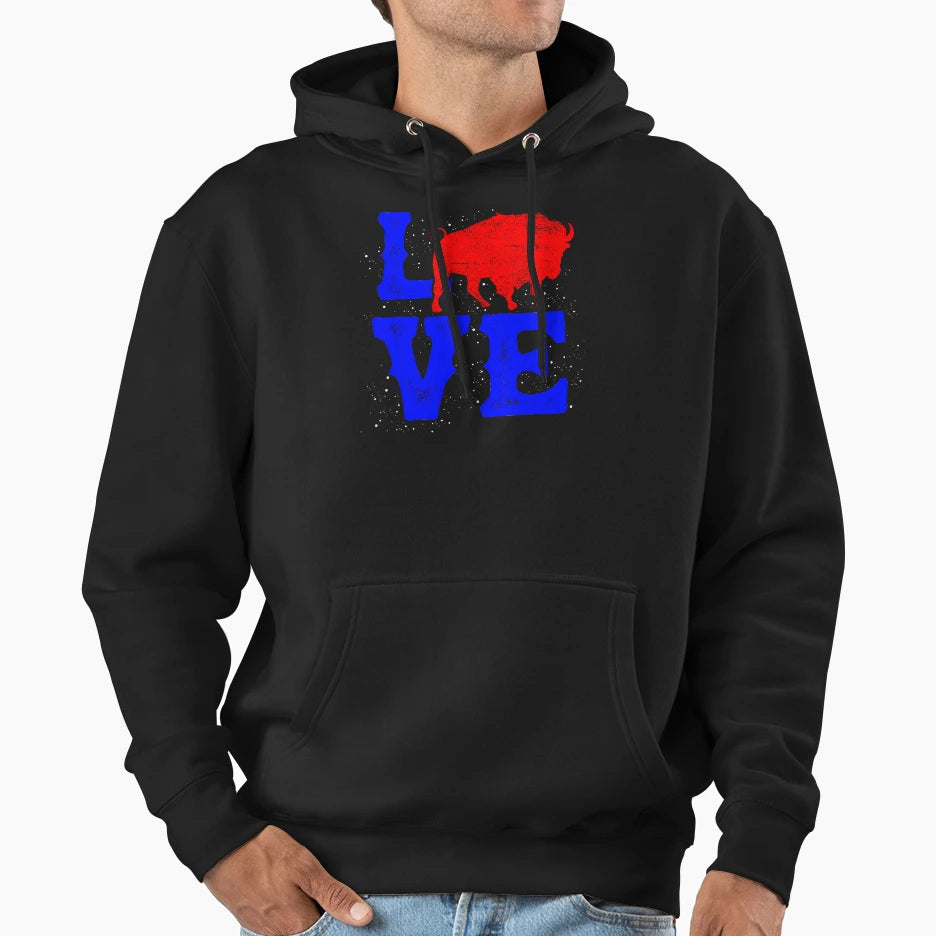 Wild American Bison Lover Valentines Day Hoodie - Novelty Apparel Unisex - T-Shirt, Sweatshirt, Hoodie