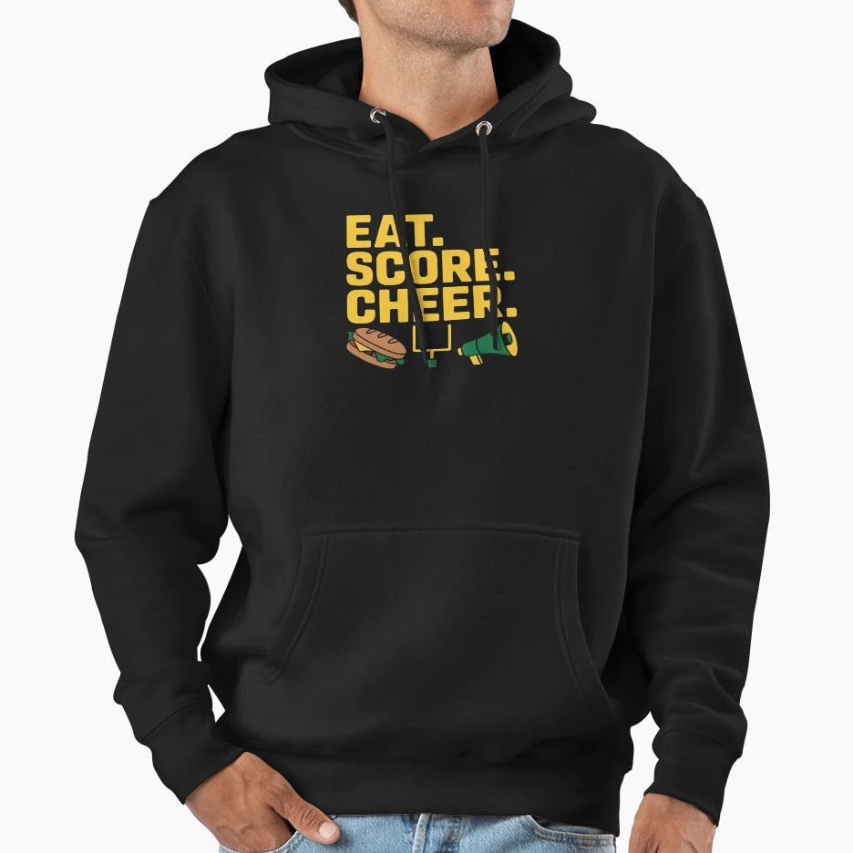 Eat Score Cheer Football Fan Gear Hoodie - Unique Graphic for Adults - T-Shirt, Sweatshirt, Hoodie