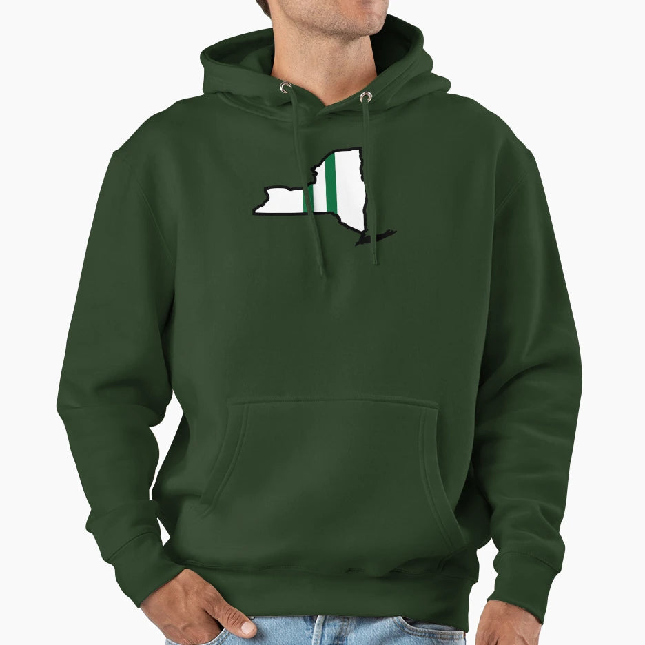 Jets Helmet New York State Map Hoodie - Novelty Apparel Unisex - T-Shirt, Sweatshirt, Hoodie