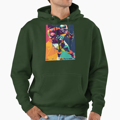 Vibrant Pop Art Football Player Hoodie - Fun Novelty Design Men Women - T-Shirt, Sweatshirt, Hoodie