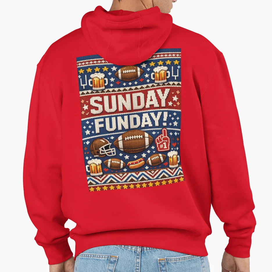 Sunday Funday American Football Knit Hoodie - Minimalist Print Men Women - T-Shirt, Sweatshirt, Hoodie